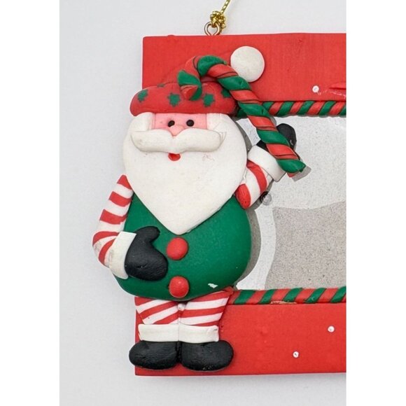 Santa Claus Red Photo Frame Christmas Ornament Candy Cane Picture Holder - Picture 4 of 7